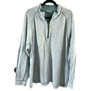 Tommy Bahama Reversible Dark & Light Teal 1/4 Zip Pullover, No Size Tag